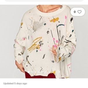 Zara paint splatter distressed oversized sweater